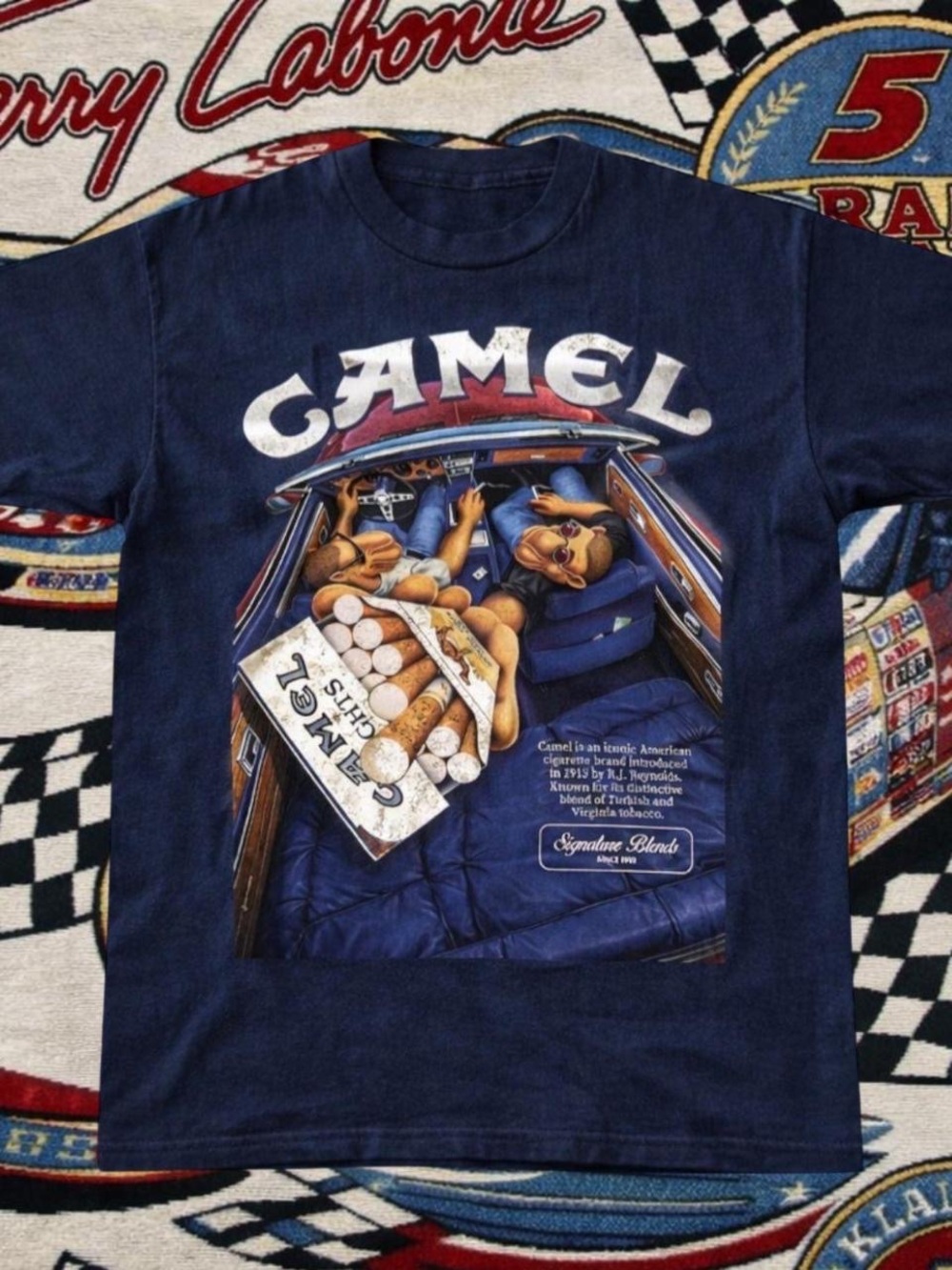 Gildan Navy Blue Camel Graphic Short Sleeve Tee